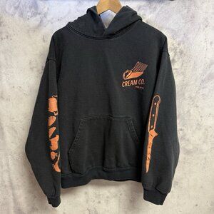 Cream Co Meats Butcher Hoodie Sweatshirt L 23.5x25.5 Heavy Cotton